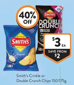 Foodworks Smith's Crinkle or Double Crunch Chips offer