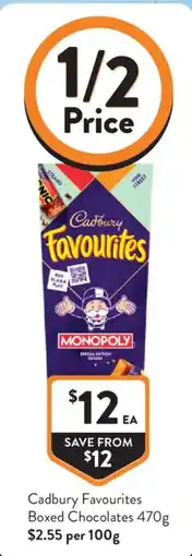 Foodworks Cadbury Favourites Boxed Chocolates offer