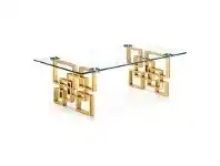 LivingStyles Arzana Glass & Stainless Steel Coffee Table, 120cm offer