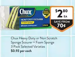 Foodworks Chux Heavy Duty or Non Scratch Sponge Scourer + Foam Sponge offer