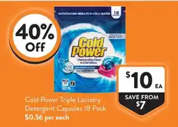 Foodworks Cold Power Triple Laundry Detergent Capsules offer