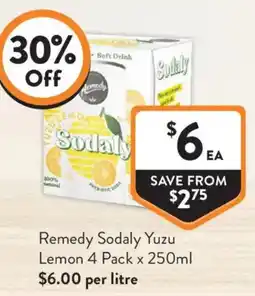 Foodworks Remedy Sodaly Yuzu Lemon offer