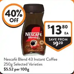 Foodworks Nescafe Blend 43 Instant Coffee offer