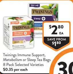 Foodworks Twinings Immune Support, Metabolism or Sleep Tea Bags offer