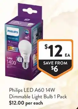 Foodworks Philips LED A60 14W Dimmable Light Bulb offer