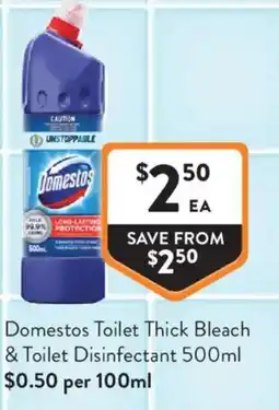 Foodworks Domestos Toilet Thick Bleach & Toilet Disinfectant offer