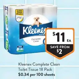 Foodworks Kleenex Complete Clean Toilet Tissue offer