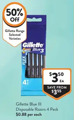 Foodworks Gillette Blue III Disposable Razors offer