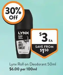 Foodworks Lynx Roll on Deodorant offer