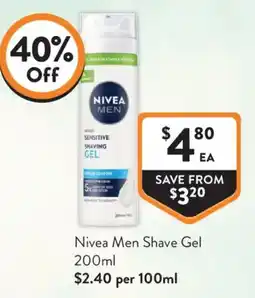 Foodworks Nivea Men Shave Gel offer