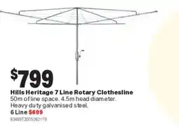 Mitre 10 Hills Heritage 7 Line Rotary Clothesline offer