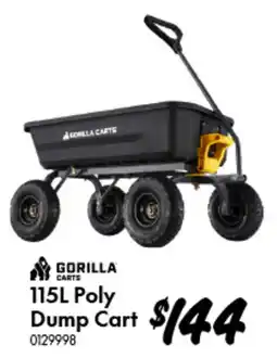 Bunnings Gorilla Carts 115L Poly Dump Cart offer