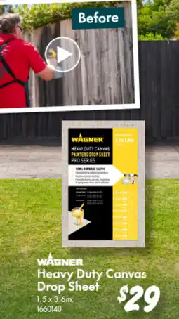 Bunnings Wagner Heavy Duty Canvas Drop Sheet offer