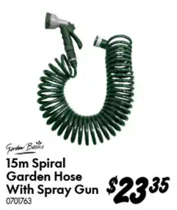 Bunnings Garden Basics 15m Spiral Garden Hose With Spray Gun offer