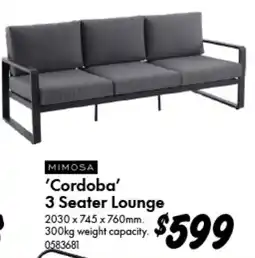 Bunnings Mimosa 'Cordoba' 3 Seater Lounge offer