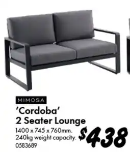 Bunnings Mimosa 'Cordoba' 2 Seater Lounge offer
