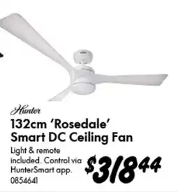 Bunnings Hunter 132cm 'Rosendale' Smart DC Ceiling Fan offer