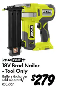 Bunnings Ryobi One+ 18V Brad Nailer - Tool Only offer