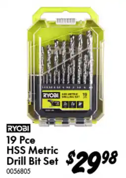 Bunnings Ryobi 19 Pce HSS Metric Drill Bit Set offer