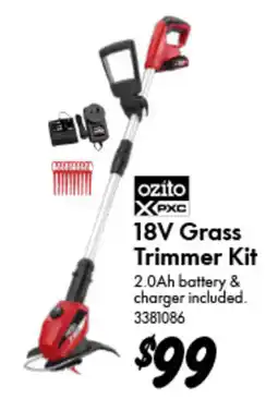 Bunnings Ozito 18V Grass Trimmer Kit offer
