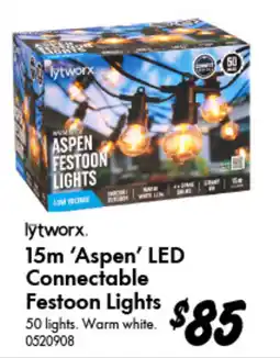 Bunnings lytworx 15m 'Aspen' LED Connectable Festoon Lights offer