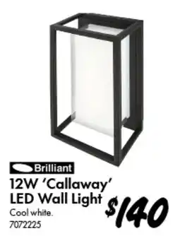 Bunnings Brilliant 12W 'Callaway' LED Wall Light offer
