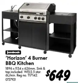 Bunnings jumbuck 'Horizon' 4 Burner BBQ Kitchen offer