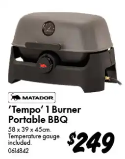 Bunnings Matador 'Tempo' 1 Burner Portable BBQ offer
