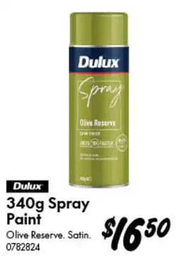 Bunnings Dulux 340g Spray Paint Olive Reserve Satin offer