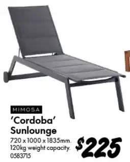 Bunnings Mimosa 'Cordoba' Sunlounge offer