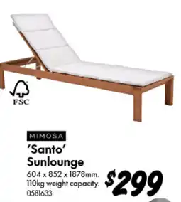 Bunnings Mimosa 'Santo' Sunlounge offer
