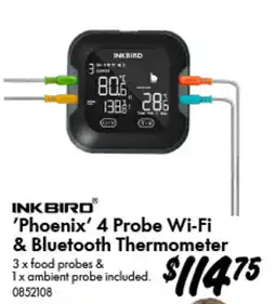 Bunnings Inkbird 'Phoenix' 4 Probe Wi-Fi & Bluetooth Thermometer offer