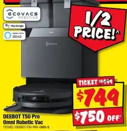 JB Hi-Fi Ecovacs Deebot T50 Pro Omni Robotic Vac offer