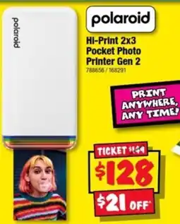 JB Hi-Fi Polaroid Hi-Print 2x3 Pocket Photo Printer Gen 2 offer