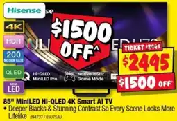 JB Hi-Fi Hisense 85" MiniLED HI-QLED 4K Smart AI TV offer