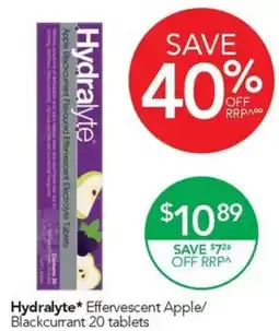 Terry White Hydralyte* Effervescent Apple/Blackcurrant 20 tablets offer