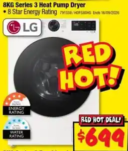 JB Hi-Fi LG 8KG Series 3 Heat Pump Dryer offer