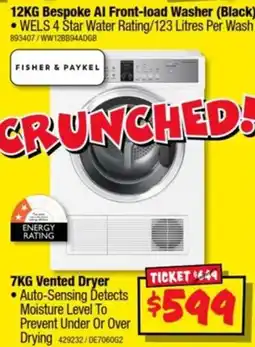 JB Hi-Fi Fisher & Paykel 12KG Bespoke AI Front-load Washer offer
