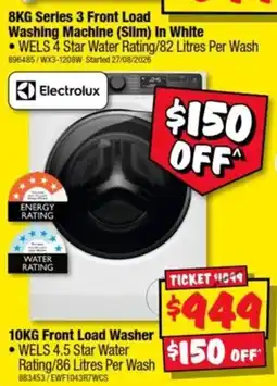 JB Hi-Fi Electrolux 8KG Series 3 Front Load Washing Machine (Slim) In White offer