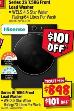 JB Hi-Fi Hisense Series 3S 7.5KG Front Load Washer offer