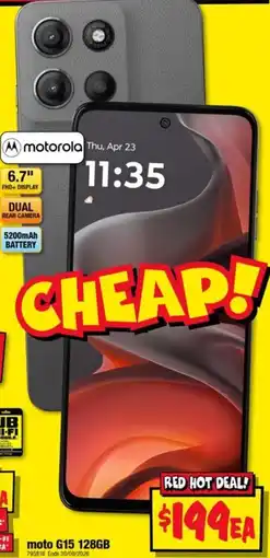 JB Hi-Fi motorola moto G15 128GB offer