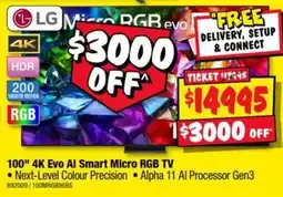 JB Hi-Fi LG 100" 4K Evo AI Smart Micro RGB TV offer