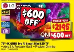 JB Hi-Fi LG 75" 4K QNED Evo AI Smart Mini LED TV offer