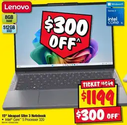 JB Hi-Fi Lenovo 15" Ideapad Slim 3 Notebook offer