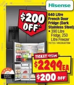 JB Hi-Fi Hisense 640 Litre French Door Fridge (Dark Stainless Steel) offer