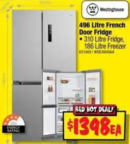 JB Hi-Fi Westinghouse 496 Litre French Door Fridge offer