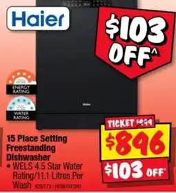 JB Hi-Fi Haier 15 Place Setting Freestanding Dishwasher offer