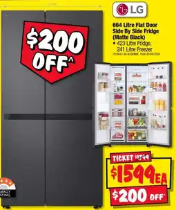 JB Hi-Fi LG 664 Litre Flat Door Side By Side Fridge (Matte Black) offer