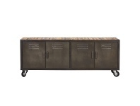 LivingStyles Locker Reclaimed Timber & Steel Industrial 4 Door High TV Stand, 200cm offer