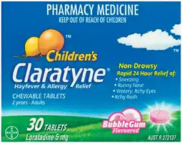Pharmacy Best Buys Claratyne Children's Hayfever & Allergy Relief Bubblegum Flavoured 30 Tablets offer